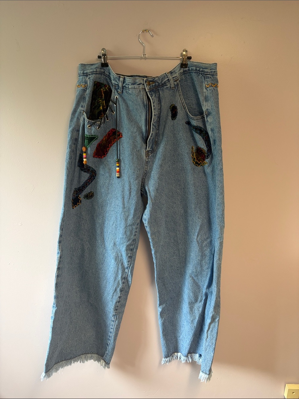 Venezia Light Blue Denim Jeans with Colorful Embroidery